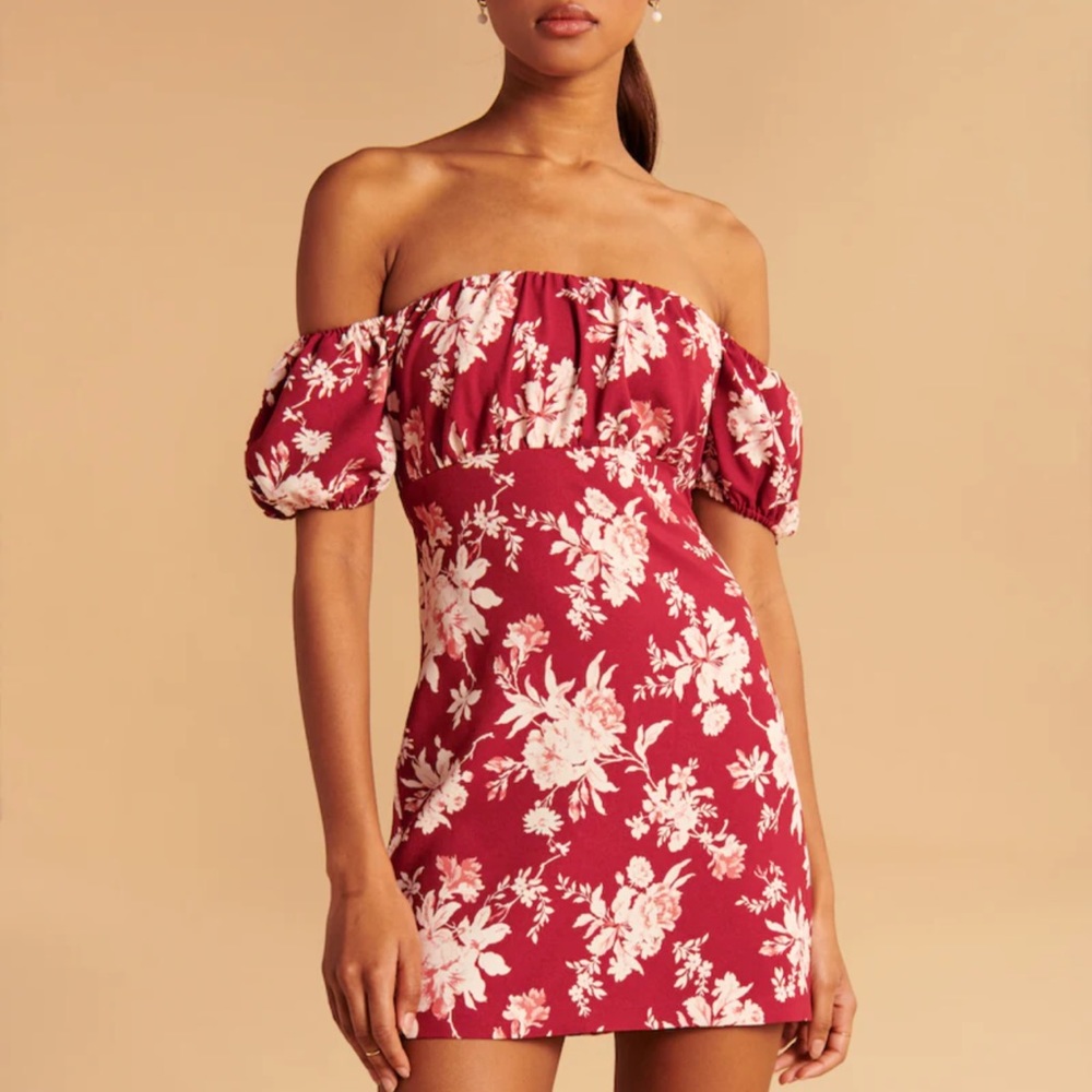 Abercrombie Tropical Off-the Shoulder Mini Dress